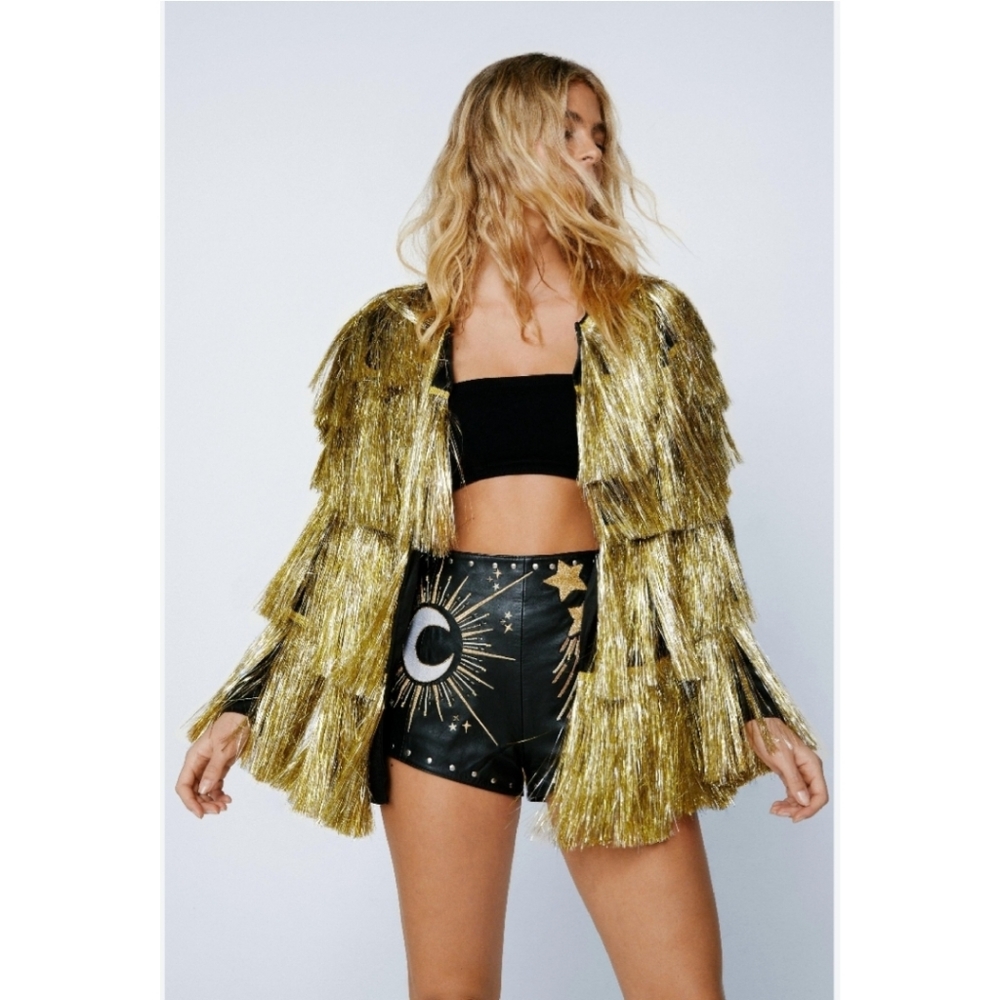 Nasty Gal Fringe Tinsel Festival Jacket